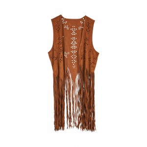 Women’s suede laser tassel vest